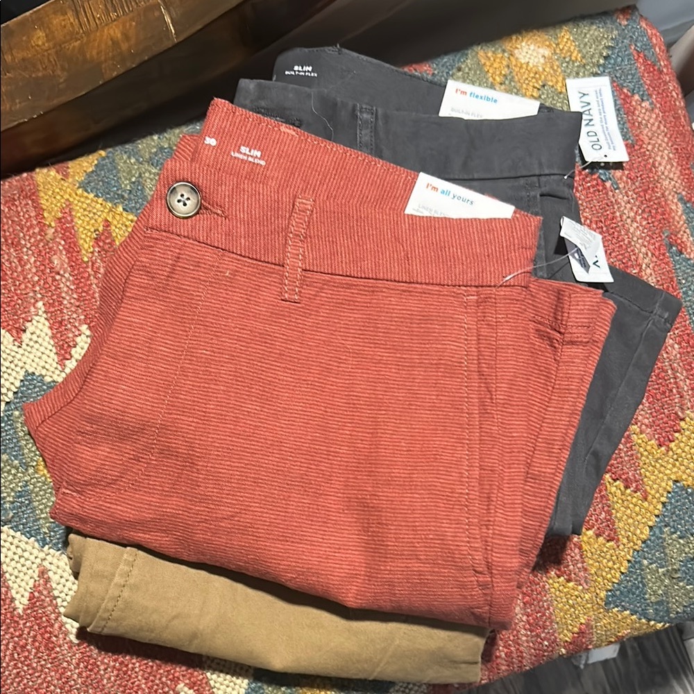 Old Navy Men's Flat Front Shorts - Red, Gray, Tan